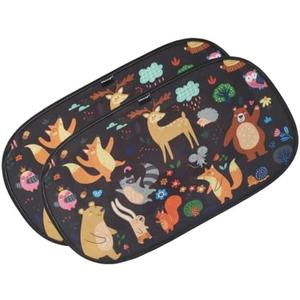Window Shade-(2 Pack)-XL-25" x 16"-Colorful Cartoon Animal Designs, Cling Car Sun Shade for Windows - Sun, Glare and UV Rays Protection for Your Child - Baby Car Shades for Side Window by Enovoe