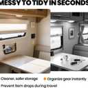 Campervan Bungee Storage Pouch  Elastic Cord Net Organizer with Wood Frame, RV Van Motorhome Interior Wall-Mounted Storage Solution (2Pcs 8.6" x 12")