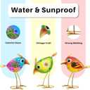 3 Pack Garden Outdoor Metal & Glass Bird Yard Art, Lawn Ornaments Outdoor Decor for Porch Patio, Housewarming Birthday Gifts for Grandma Mom Women