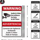2 Pack Video Surveillance Signs Bilingual 12 8 Inches Rust Free Aluminum UV Protected Reflective Waterproof Sign with Pre-drilled Holes for Indoor Outdoor Use