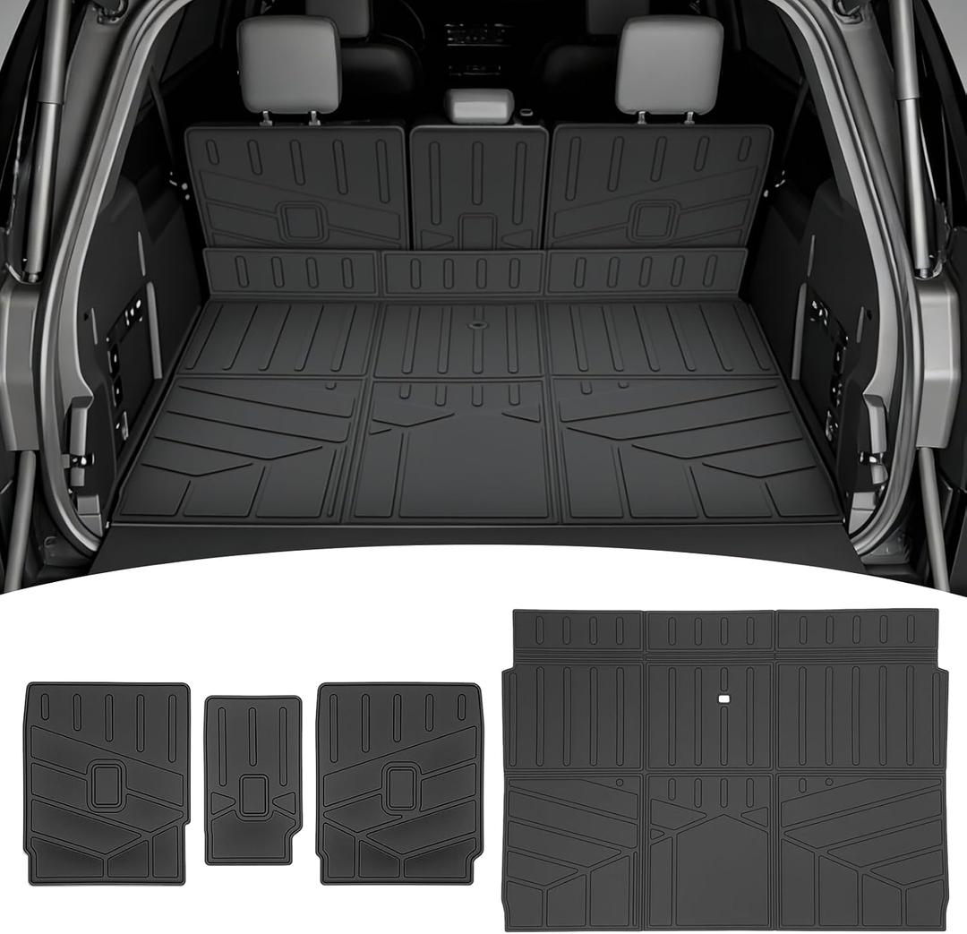 Cargo Liners for 2025 2026 Ford Expedition Max/Lincoln Navigator L Trunk Mat with Seat Back Cover Accessories, All Weather Rear Cargo Mat Backrest Protector(Only for Max & L Models)