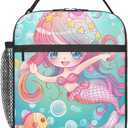 Cute Mermaid Lunch Box for Adults Women Girls Boys Kids Anime Lunch Box Insulated Cooler Reusable Lunch Bag Container Gifts for Work Office Picnic Travel School (One Size)