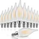 Hizashi LED Frosted Candelabra Light Bulbs, E12 LED Bulb 40W Equivalent, Dimmable 2700K Warm White, Chandelier Light Bulbs, 90+CRI, 450LM, Flame Tip CA10, UL Listed, 12 Pack