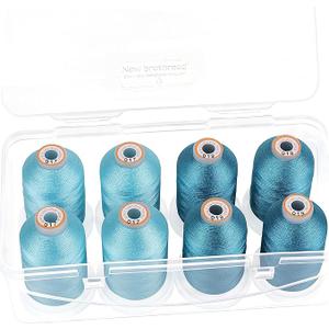 New brothread - 20 Options - 8 Snap Spools of 1000m Each Polyester Embroidery Machine Thread with Clear Plastic Storage Box for Embroidery & Quilting - Different Green New brothread - 20 Options - 8 Snap Spools of 1000m Each Polyester Embroidery Machine Thread with Clear Plastic Storage Box for Embroidery & Quilting - Different Green