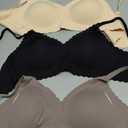 Seamless Jelly Bras for Women 3 Pack - Deep V Wireless Push Up No Wire Womens Bra Padded Comfort with Support for Gifts (L)