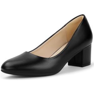 IDIFU IN2 Women's Pumps Closed Round Toe Low Block Chunky Heels Short Small Thick Heels Wedding Bridal Homecoming Work Prom Dress Shoes for Women Comfortable Cute Dressy Formal Classic Pumps Shoes (7.5)