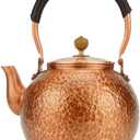 Funmaker Handmade Solid Copper Tea Pot Kettle Stovetop Teapot Thick Hammered Copper Tea Pot Kettle Stovetop Teapot Made for gasstove tops pure copper kettle (Type 3-1400ml)