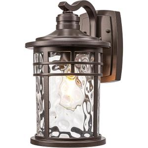 14.5 Inch Height Outdoor Wall Lights Waterproof Exterior Lighting Fixtures with Water Ripple Glass ORB Finish Outside Lights for House E27 Socket