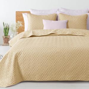 Exclusivo Mezcla Full Queen Size Quilt Bedspreads with Basket Weave Pattern, Soft Lightweight Summer Quilts Bedding Set Coverlets Bed Cover for All Seasons, Camel