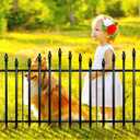 Thealyn Metal Garden Fence Panels 26" H x 24" W (5 Panels, 10 Ft Total) No Digging Decorative Garden Border Fence, Rust-Resistant Black Landscape Edging for Flower Beds, Yard, Patio
