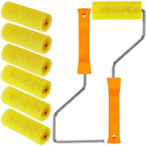 Suclain 8 Pcs 4 Inch Paint Roller Textured Bed Liner Roller Covers and Paint Roller Frame Kit Texture Roller Bed Liner Roller for Truck Coating Create Texture Effect
