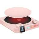 Saker Mug Warmer, Smart Candle Warmer with 9-Temp Settings with Temperature and Time Display, Auto Shut Off with Reservation Feature, Portable Coffee Cup Warmer for Desk(Pink)