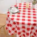 Round Red and White Checkered Tablecloth 70 Inch Spring Gingham Table Cloth- Buffalo Plaid Polyester Table Cover for Summer Holiday Decorations Reusable Water Resistant