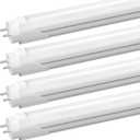 JESLED T8 LED 4FT Type A+B Light Bulbs, 24W(65W Equivalent), 3000LM, 6000K Super Bright, Plug and Play or Ballast Bypass, 4 Foot LED Fluorescent Tube Replacement, ETL Listed, Dual-Ended, Clear(4-Pack)