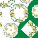 250Pcs Lemon Party Decorations Green Lines Lemon Plates and Napkins Yellow Lemons Theme Birthday Tableware Set for Spring Summer Lemons Bridal Shower Baby Birthday Party Supplies, Serves 50