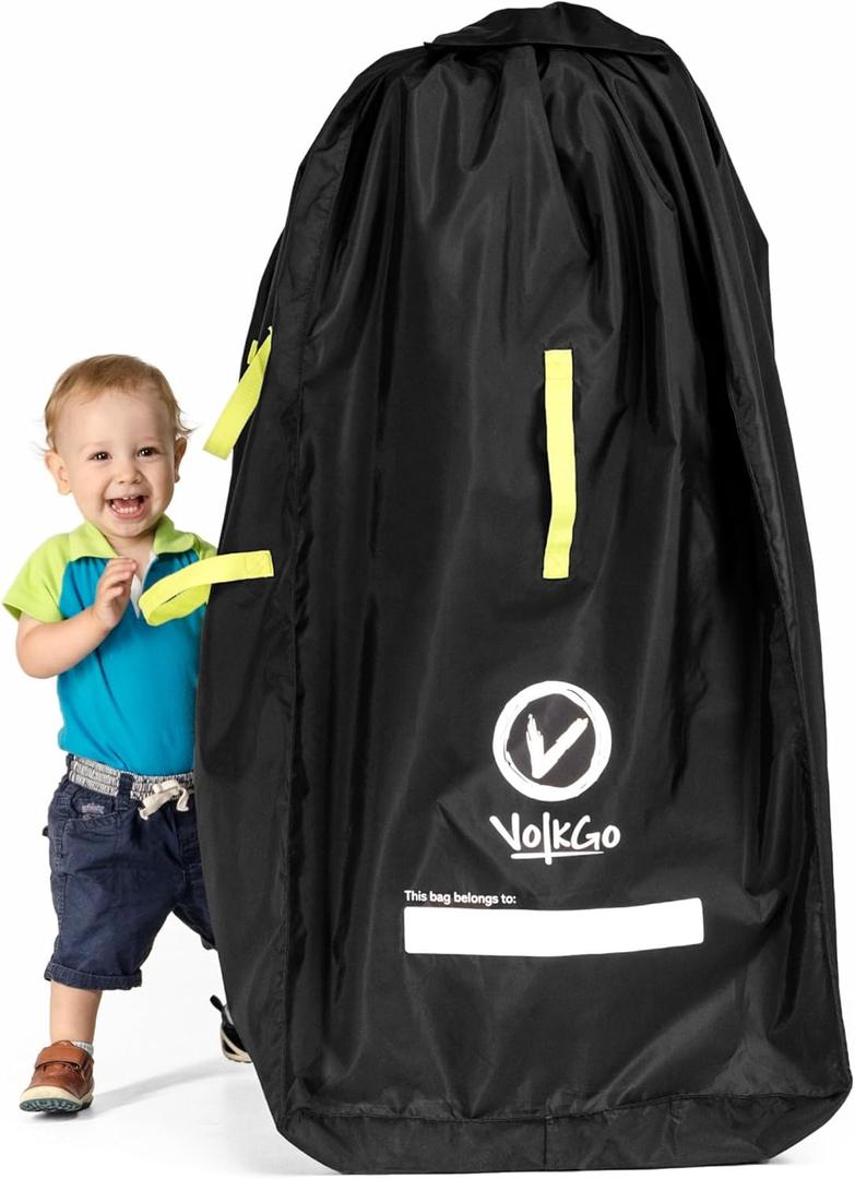 V VOLKGO Super Extra Large Stroller Bag for Airplane with Padded Backpack Shoulder Straps, Double Stroller Cover for Air Travel, Jogger & Carrier - Fits All, Gate Check Bag, Waterproof Travel Cover (Black)