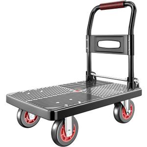Upgraded Foldable Push Cart Dolly | 660 lbs. Capacity Moving Platform Hand Truck | Heavy Duty Space Saving Collapsible | 4‘’ TPR 360-Degree Silent Wheels | 2 Swivel Wheels and 2 Fixed Wheels