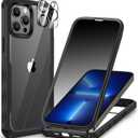 CENHUFO for iPhone 13 Pro Max Case, Privacy Phone Cover with Built-in Anti Peep Tempered Glass Privacy Screen Protector and Camera Protective, Full Body Shockproof Spy Clear Double Bumper - Black