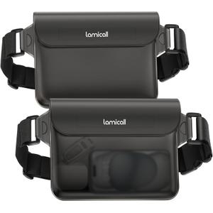 Lamicall Waterproof Fanny Pack, Cruise Essentials 2025 - [Elastic Waist Strap] Dry Bag Pouch, Travel, Boat, Paddle, Kayak, Beach, Swimming Accessories, 8.7 for iPhone 17 16 15 14 13 Pro Max Air (Transparent Black)
