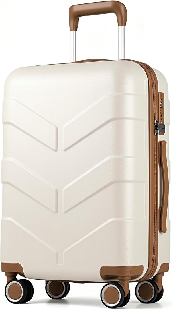 TILYMOL Hardside Carry On Luggage 22x14x9 Airline Approved with Spinner Wheels, Lightweight 20-inch Carry-On Suitcase for Men & Women, White