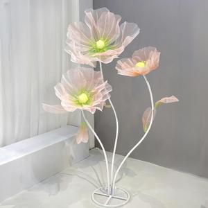 Giant Flowers for Decoration, 5.58 ft Big Artificial Organza Flower for Wedding Reception Birthday Easter Party Large Mother's Day Backdrop Decor Photography Props Shop Window Display, Green Pink