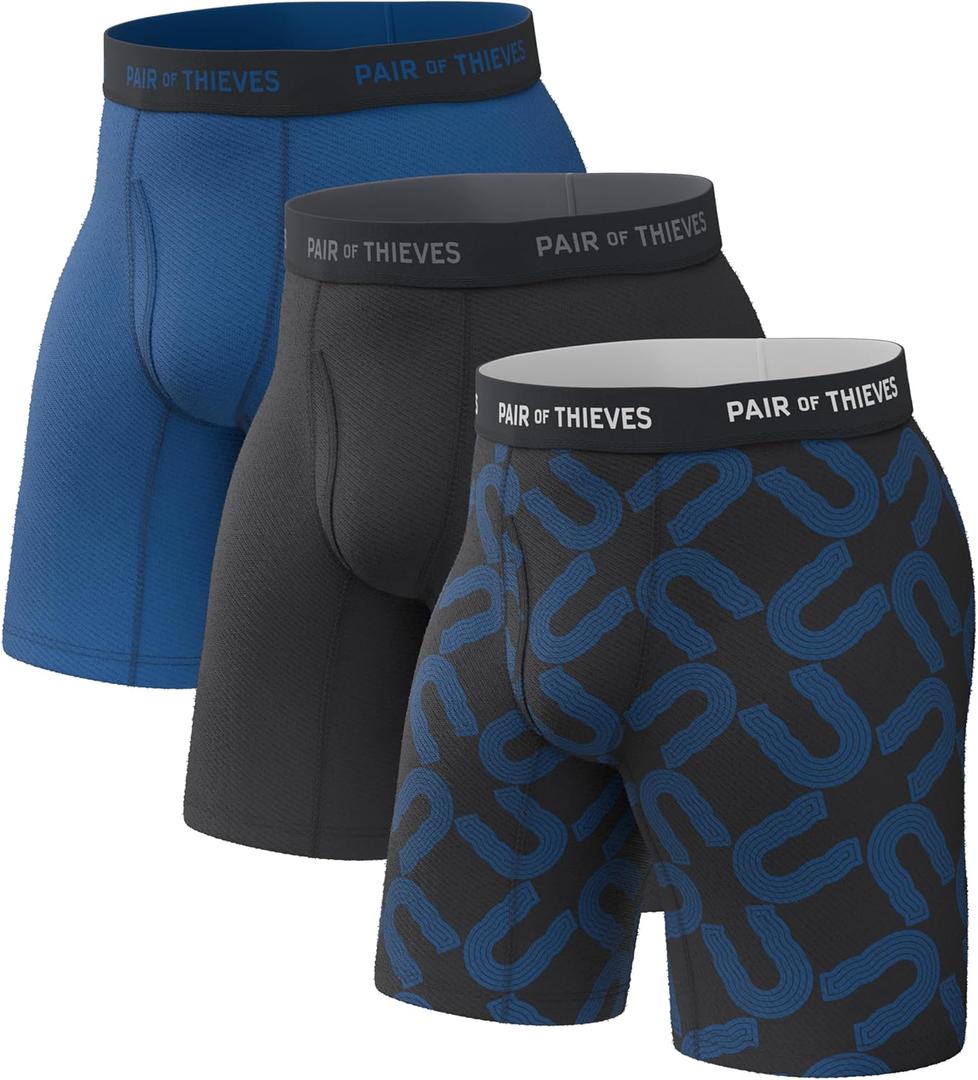 Pair of Thieves Super Fit Long Boxer Briefs for Men - Ultra Soft, Breathable, Quick-Dry Underwear 4-Way Stretch (2 & 3 Pack) (Medium)