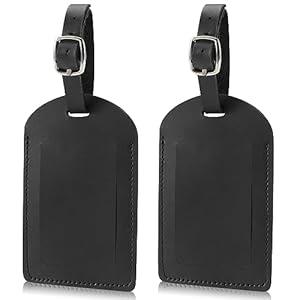 Ringsun Genuine Leather Luggage Tag for Suitcases ID Tags Bag Tags for Luggage (2 Pack)