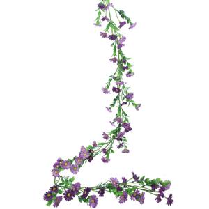 CISDUEO Silk Daisy Flower Garland - Purple Artificial Flower Vine, Hanging Ivy Garland for Wall, Party, Wedding Arch, Floral Decor, Home Indoor/Outdoor Ceremony