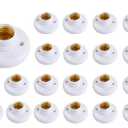 White E26 Medium LED Lamp Screw Base Plastic Base LED Holder Round 78mm Metal Desktop Lamp Socket for Closets Storage Areas Attics Basements Himalayan Salt Lamp DIY Crafts Physics Screw Type 20 Pack