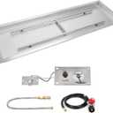 Stanbroil 48 x 14 Inch Rectangular Drop-in Gas Fire Pit Burner with Spark Ignition Kit for DIY Fire Pit Project, Propane Gas Version, 185,000 BTU Max