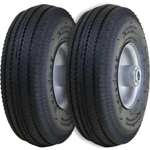 Marathon 02310 Pneumatic Air Filled Hand Truck and All-Purpose Tires on Wheels-4.10/3.50-4 Inch, 2.25" Offset Hub, 5/8" Bearings Fits Various Types of Utility Equipment, 2 Pack