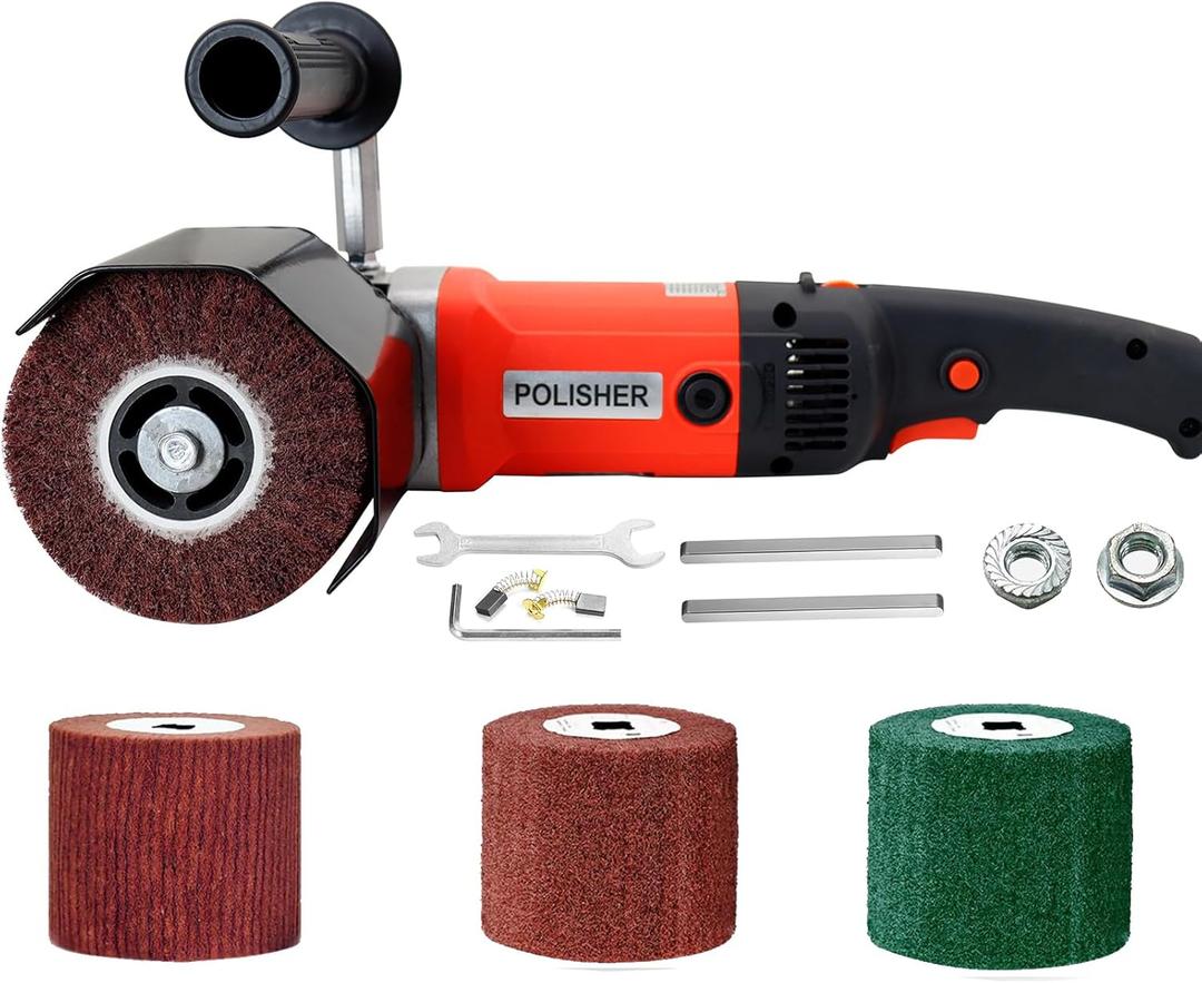 1400W Electric Burnishing Polishing Machine, Electric Sander Polisher, With 4 Burnishing Wheels((80# 120# 240# 320#) for Metal and Stainless Steel Polishing