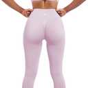 SUUKSESS Women Seamless 2 piece Workout Sets Strappy Padded Sports Bra Booty High Waisted Leggings Outfits (Baby Pink, S)