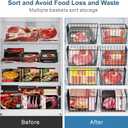 iSPECLE Freezer Organizer Bins - 6 Pack Stand Up Freezer Organizers for 16 Cu.Ft Upright Freezer, Storage Baskets for Meat & Veggies, Prevents Items Falling, Slide-Out Access, 3 Large 3 Medium, Black
