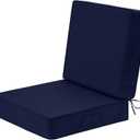 Wellsin Outdoor Deep Seat Patio Cushions, 24 x 24 Waterproof & 3-Year Fade Resistant Outdoor Cushions with Removable Covers,Ties and Handle for Chair, Sofa, Couch, Navy