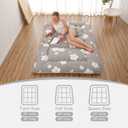 Zelladorra Japanese Floor Mattress, Futon Mattress with Portable Storage Bag and Washable Cover, Roll Up Thick Tatami Mat Suitable for Camping, Guest Room, Grey Cotton, Twin