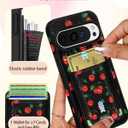 Shorogyt for Google Pixel 9/9Pro Cute Kawaii Leather Phone Case - Compatible with Magsafe Wallet Magnetic Credit Card Holder Fashion Cherry Design Phone Cover for Women Girls, Fits 7 Cards