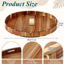 Blushtier 28in Extra Large Round Ottoman Tray with Handles Solid Circle Acacia Wood Decorative Serving Tray Oversized for Living Room, Coffee Table, Breakfast in Bed Tea Fruit