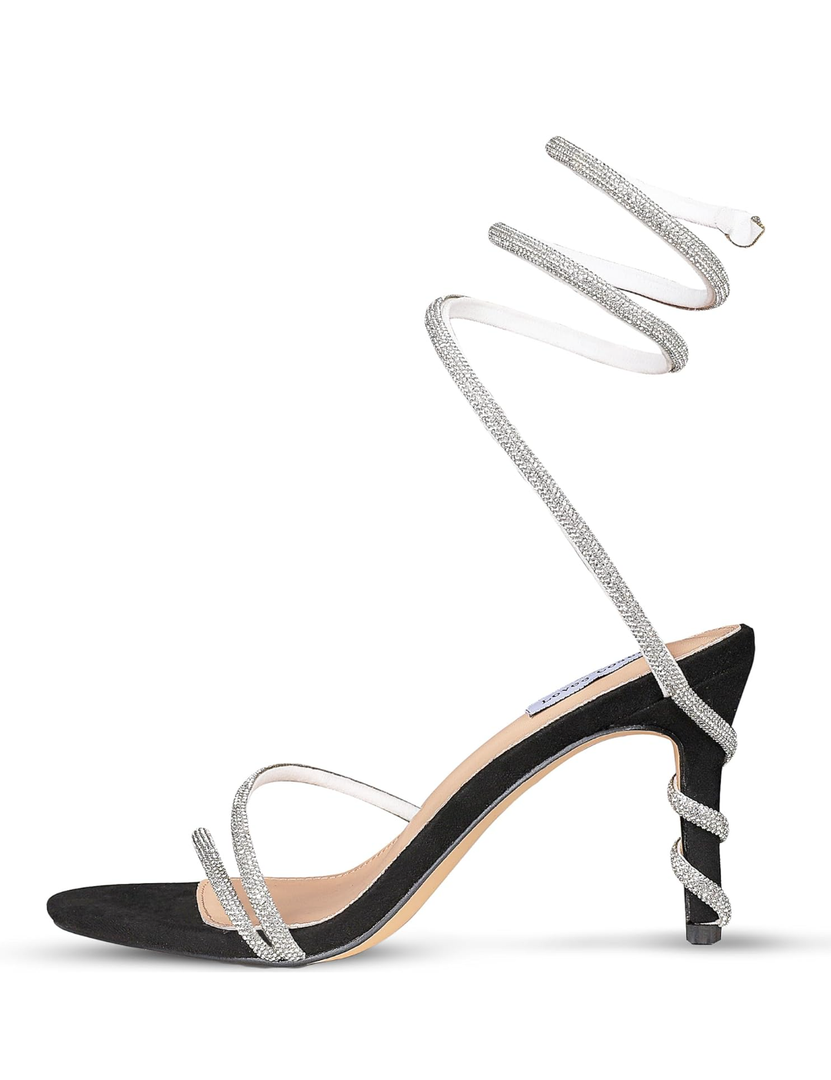 Lovee Cosee Rhinestone High Heels for Women Sexy Wrap Strap Open Toe Sandals Wedding Party Stiletto Heels 8.5
