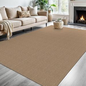 KOZYFLY Washable Area Rug 6x9 ft Rubber Backed Non Slip Rugs for Living Room Braided Cotton Bedroom Rug Woven Office Rugs Indoor Floor Carpets for Dining Bedroom Living Room, Tan/Orange/Brown
