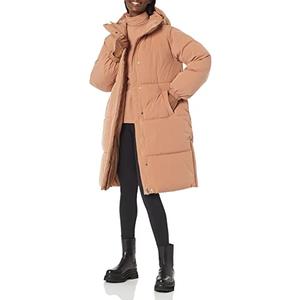 Amazon Essentials Women's Oversized Long Hooded Insulated Puffer Jacket, Light Brown, 5X