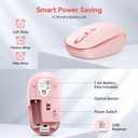 TECKNET Wireless Mouse, 2.4G Quiet Computer Mouse with USB Receiver, 4 Buttons Portable Cordless Mice for Chromebook, Laptop, PC, Mac, 800/1200/1600 DPI - Pink