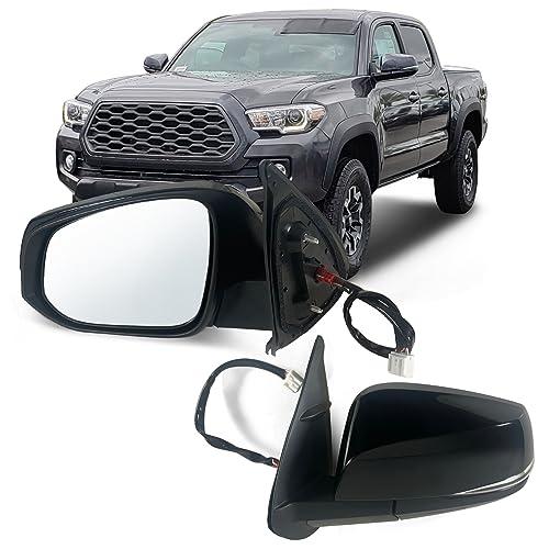 Lqito Left Driver side Mirror Fits 2016-2022 Toyota Tacoma With Power Glass, Heated, Turn Signal丨Without Blind Spot Detection Match to Midnight Black Metallic Replace TO1320349 (7Pins)