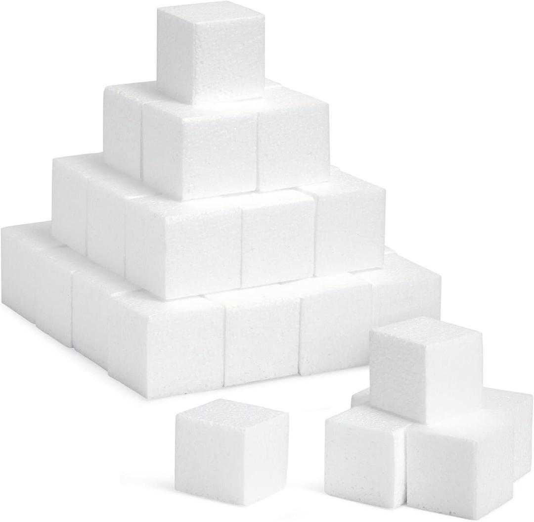 Craft Foam Blocks - 36-Piece Polystyrene Foam Blocks, 5.1 x 5.1 x 5.1 cm