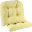 Klear Vu Gripper Overstuffed Universal Non-Slip Dining Chair Cushions for Kitchen Decor or Office Use, U-Shaped Skid-Proof Seat Pad, 15x15 Inches, 2 Count (Pack of 1), Solid Yellow