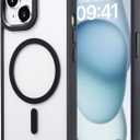 Compatible with iPhone 15 case [Fits MagSafe][10FT Drop Resistant] Clear Shockproof Slim Fit iPhone 15 Phone Cases, Clear Black