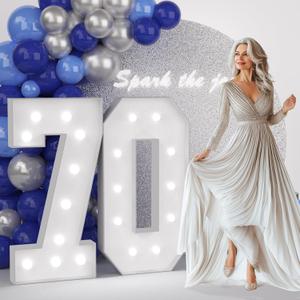 JoyMuse 4FT 70 Marquee Numbers, Large Light Up Numbers 70 for 70th Birthday Decorations Cool White Light Number 70 for Anniversary Birthday Party Decor