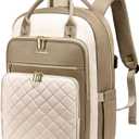 LOVEVOOK Laptop Backpack for Women, Water Resistant Travel Work Backpacks Purse Stylish College Business Teacher Nurse Computer Bag with USB Charging Port, Fits 15.6" Laptop (D-beige&khaki)