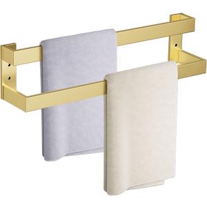 Double Towel Bar,Towel Rack for Bathroom Stainless Steel Wall-Mounted Bathroom Hardware Brushed Gold 24 Inch Bathroom Accessories