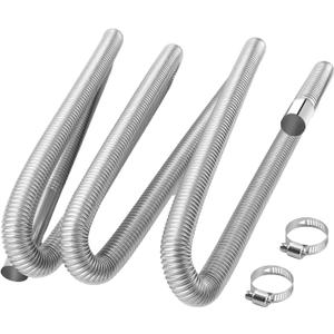 1 inch Stainless Steel Exhaust Hose, 118.1" Flexible Exhaust Pipe,Diesel Heater Flexible Exhaust Tubing with 2 Hose Clamps Generator Exhaust Hose Parking Air Heater Fuel Tank Diesel Gas